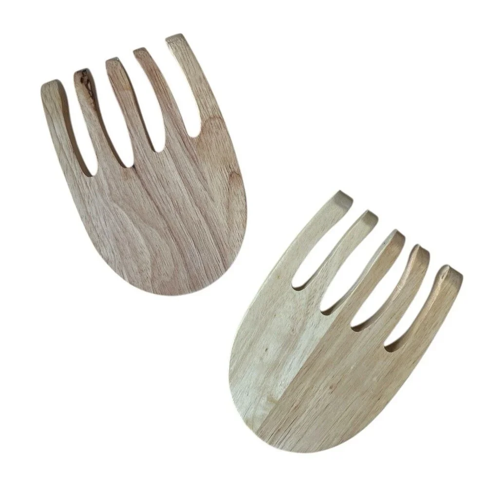 Vintage Alaska Bear Claw Wooden Salad Servers